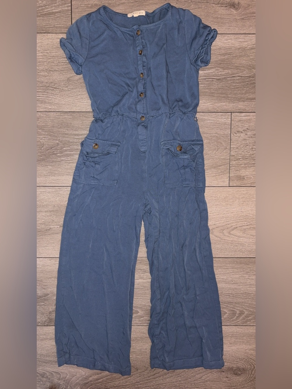 Copper Key Girls Size Medium Jumpsuit Short Sleeved Light Blue Button Up
